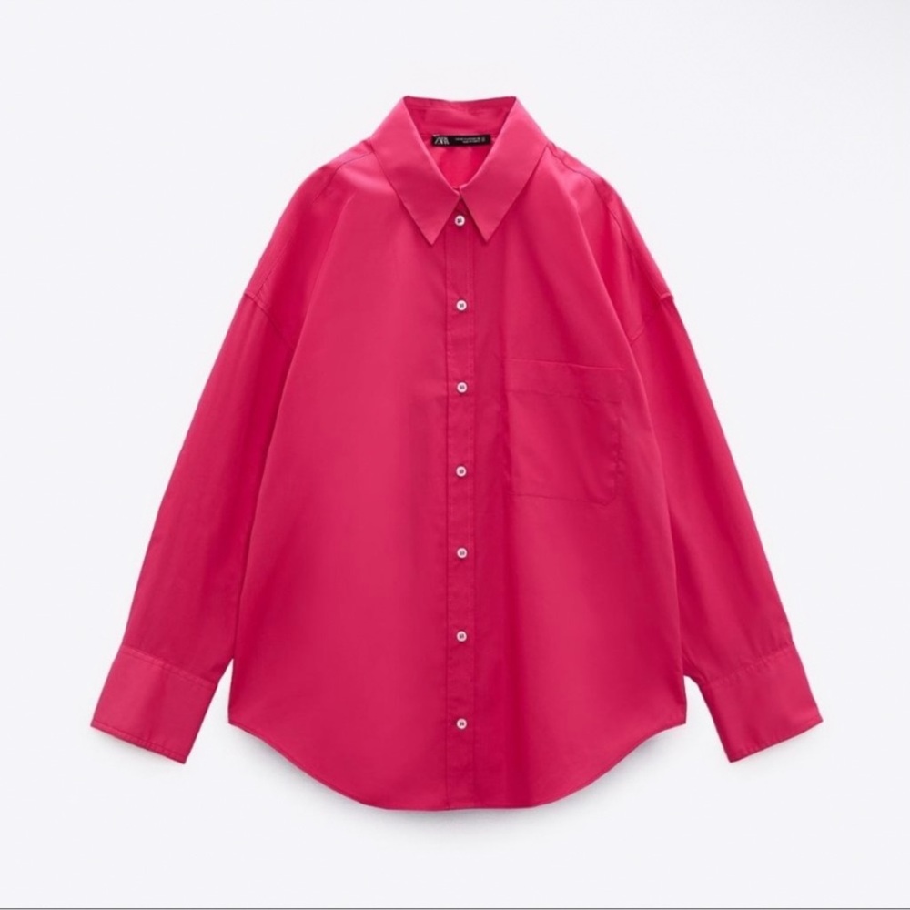 Zara women Vibrant Pink Button Down Shirt